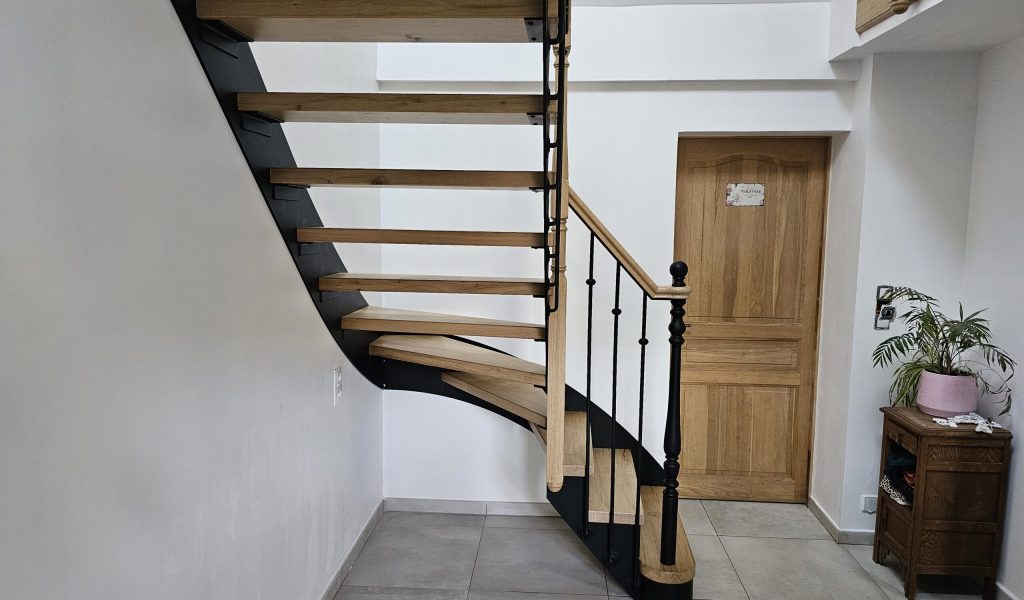escalier metal bois